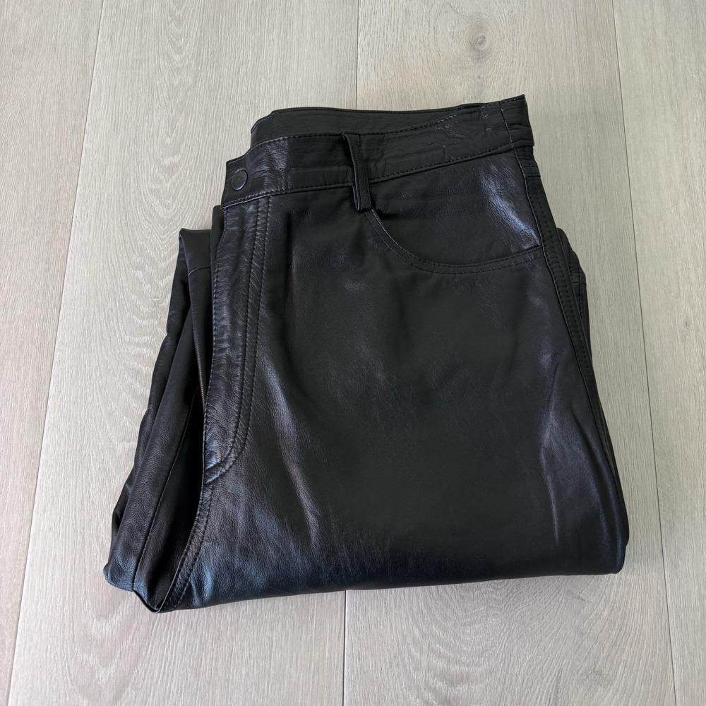 Missani Le Collezioni Black Lambskin Leather Pants Men's Size 34x33